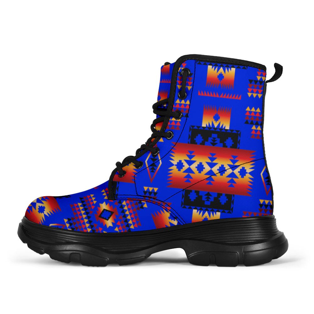 Dark Blue Native Tribes Pattern Native American Chunky Boot