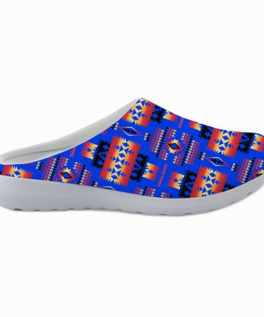 Dark Blue Native Tribes Pattern Native American Mesh Slippers