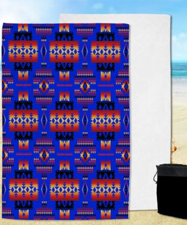 Dark Blue Native Tribes Pattern Native American Pool Beach Towel