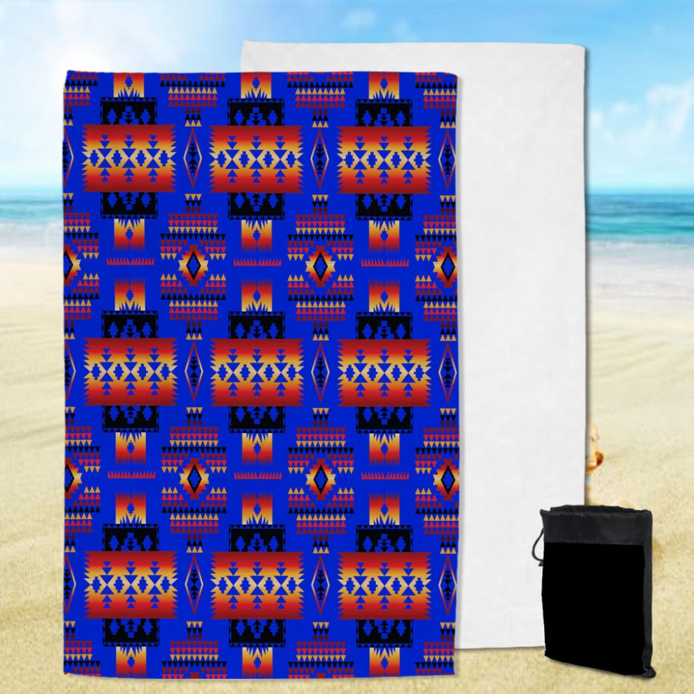 Dark Blue Native Tribes Pattern Native American Pool Beach Towel