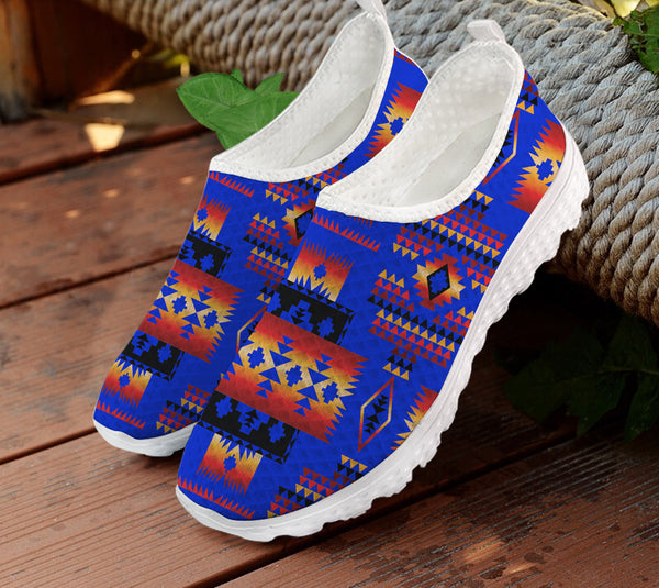 Dark Blue Native Tribes Pattern Native American Mesh Shoes - Image 2