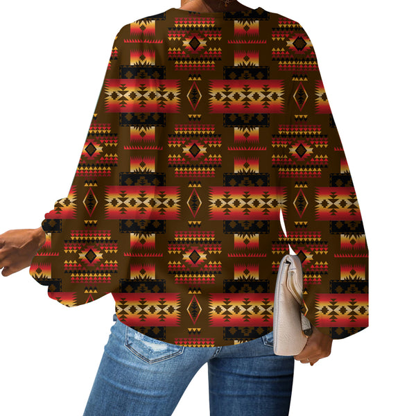 Black Native Tribes Pattern Native American Chiffon Shirt - Image 3