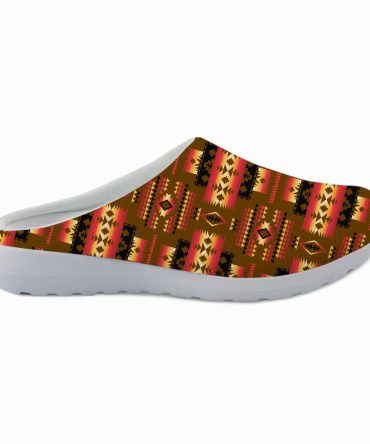 Brown Native Tribes Pattern Native American Mesh Slippers
