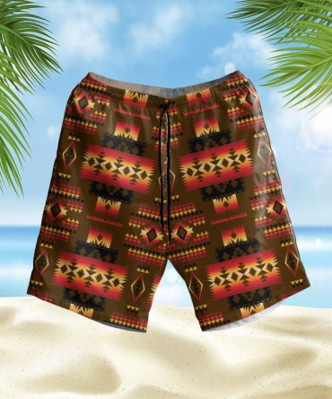 Brown Pattern Hawaiian Shorts