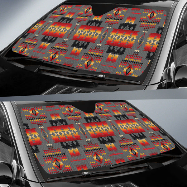 Gray Pattern Native Auto Sun Shades - Image 3