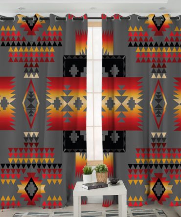 Gray Pattern Native Living Room Curtain