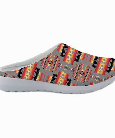 Gray Tribe Pattern Native American Mesh Slippers