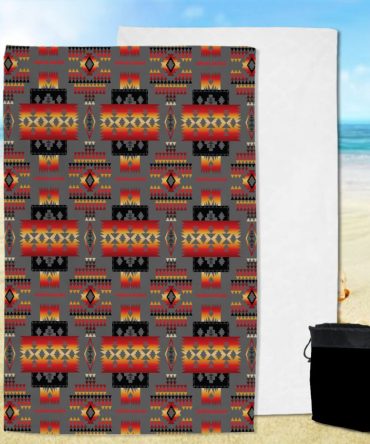 Gray Tribe Pattern Native American Pool Beach Towel