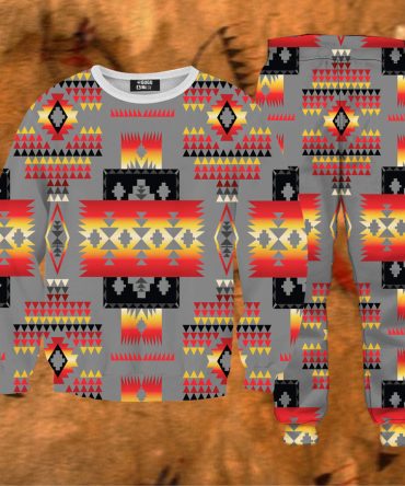 Gray Tribe Pattern Native American Sweatshirt & Sweatpants Set