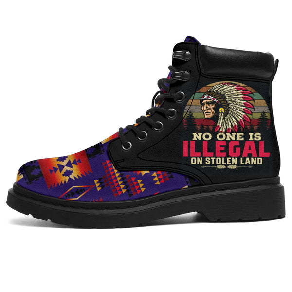 Purple Tribe Pattern Native American All Season Boots - Image 2