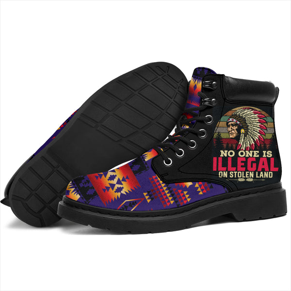 Purple Tribe Pattern Native American All Season Boots - Image 3