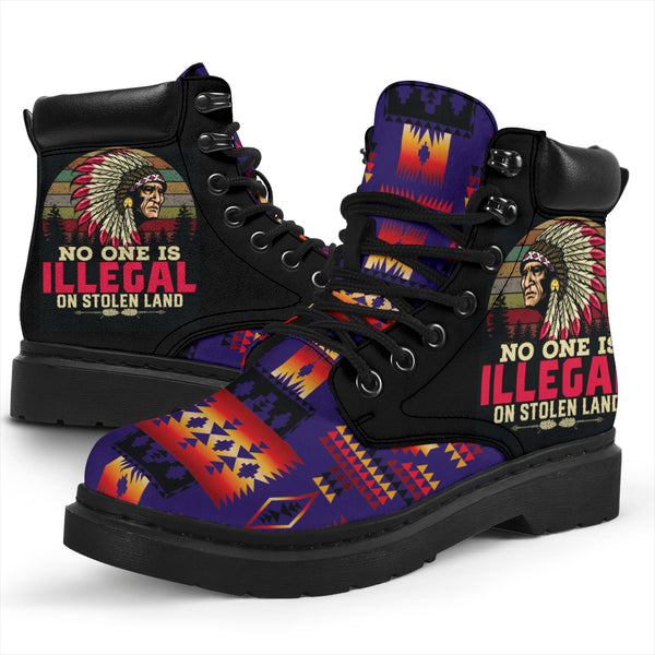 Purple Tribe Pattern Native American All Season Boots - Image 4