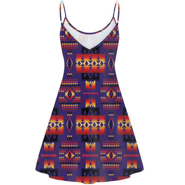 Purple Tribe Pattern Native American Strings Dress - Image 3