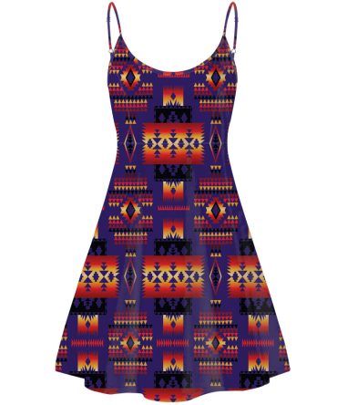 Purple Tribe Pattern Native American Strings Dress