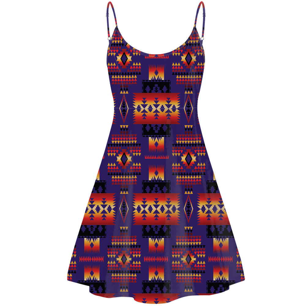 Purple Tribe Pattern Native American Strings Dress