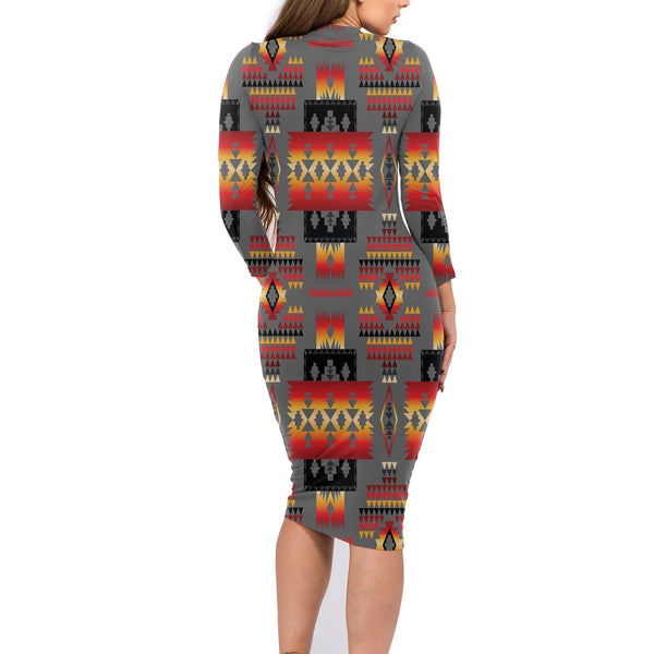 Gray Tribe Pattern Native American Body Dress - Image 3