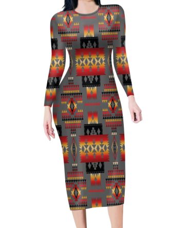 Gray Tribe Pattern Native American Body Dress