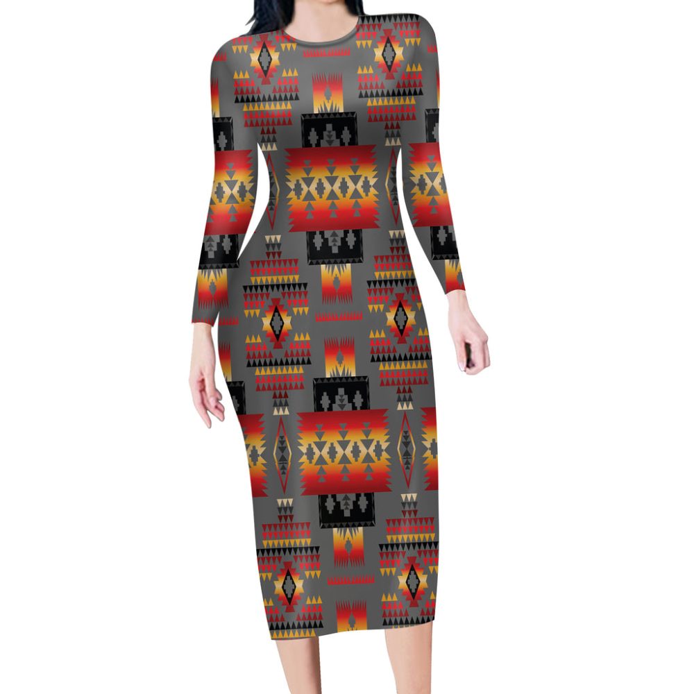 Gray Tribe Pattern Native American Body Dress