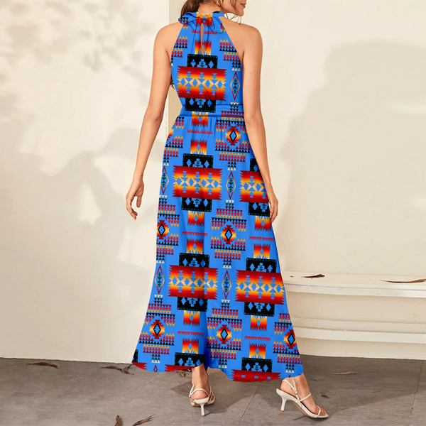 Dark Blue Design Dress Maxi Ligation - Image 3