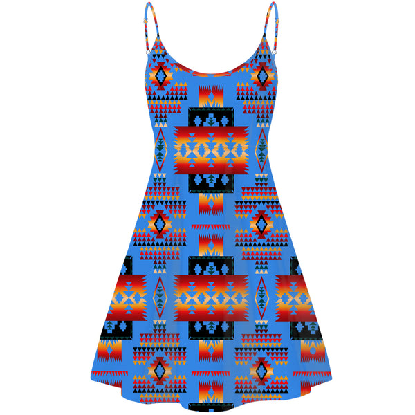 Dark Blue Native Tribes Pattern Native American Strings Dress - Image 2
