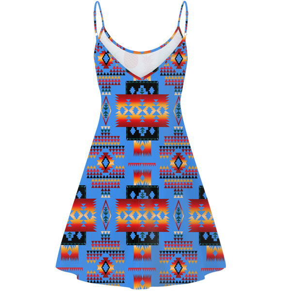 Dark Blue Native Tribes Pattern Native American Strings Dress - Image 3