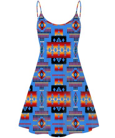 Dark Blue Native Tribes Pattern Native American Strings Dress
