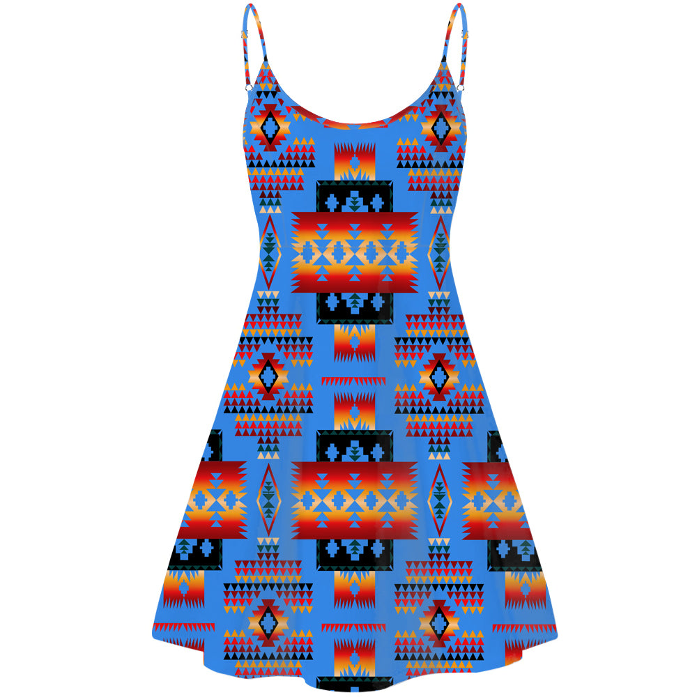 Dark Blue Native Tribes Pattern Native American Strings Dress