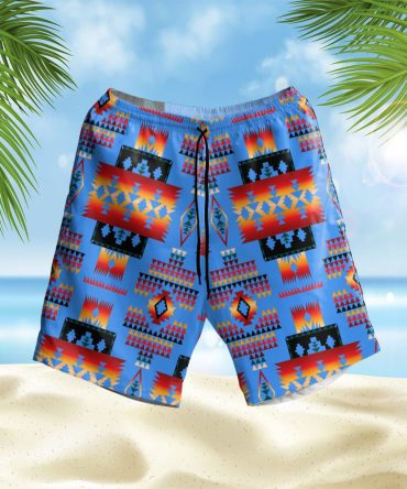 Dark Blue Pattern Hawaiian Shorts