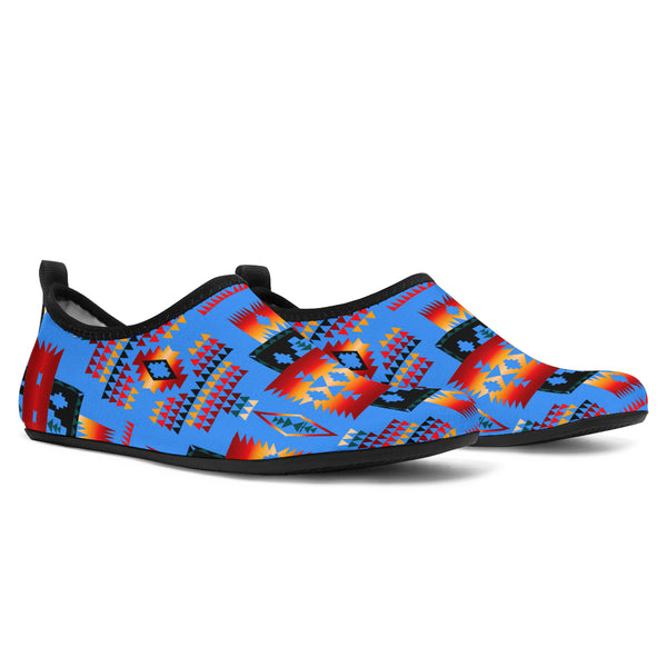 Navy Tribes Pattern Native American Aqua Shoes - Image 2