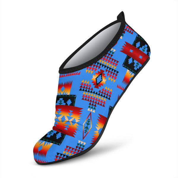 Navy Tribes Pattern Native American Aqua Shoes - Image 3