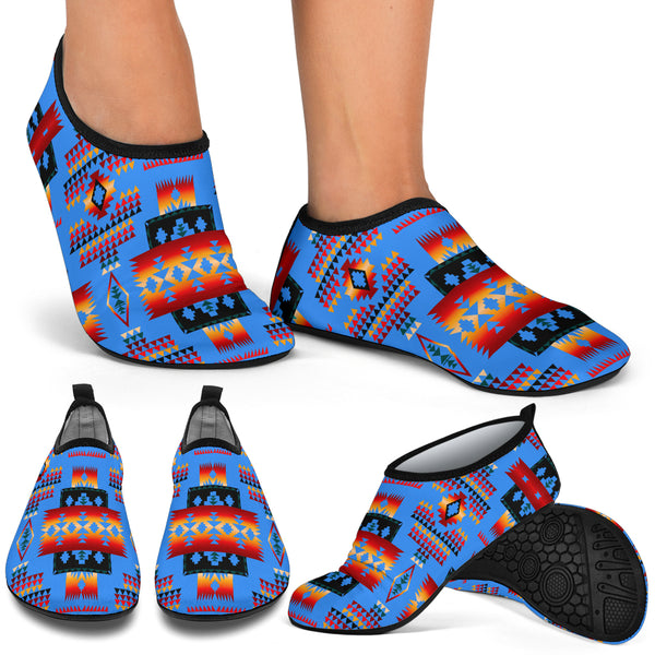 Navy Tribes Pattern Native American Aqua Shoes - Image 4