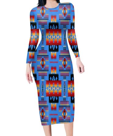 Navy Tribes Pattern Native American Body Dress
