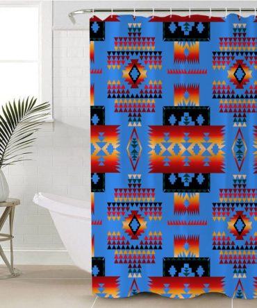 Navy Tribes Pattern Native American Shower Curtain