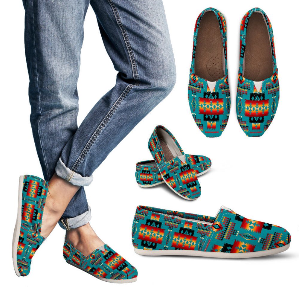 Blue Native Tribes Pattern Native American Women's Casual Shoes