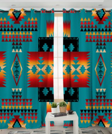 Blue Pattern Native Living Room Curtain