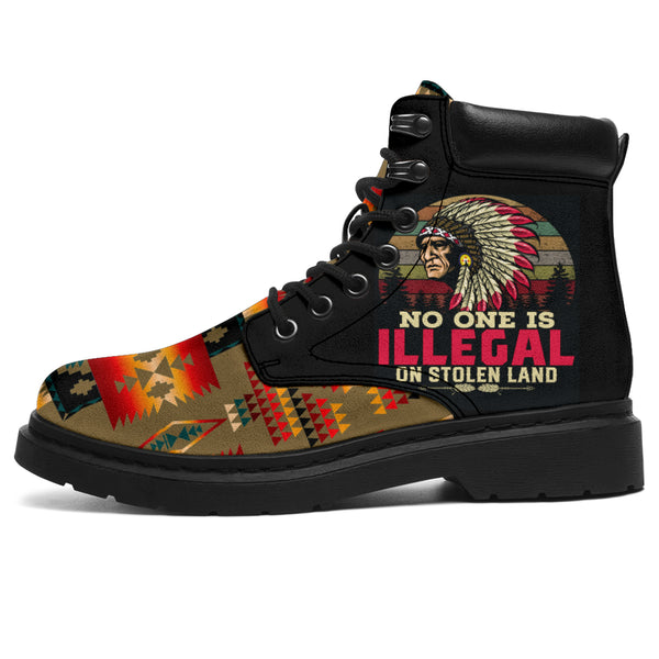 Light Brown Tribe Pattern Native American All Season Boots - Image 2