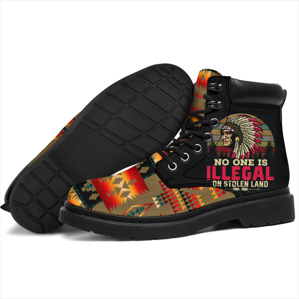 Light Brown Tribe Pattern Native American All Season Boots - Image 3