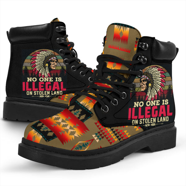 Light Brown Tribe Pattern Native American All Season Boots - Image 4