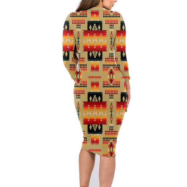Light Brown Tribe Pattern Native American Body Dress - Image 3