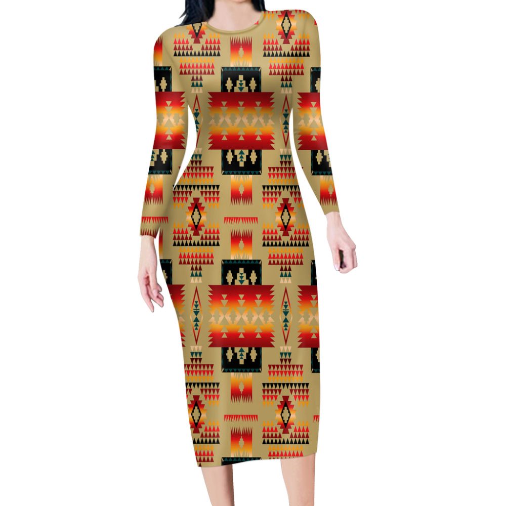 Light Brown Tribe Pattern Native American Body Dress
