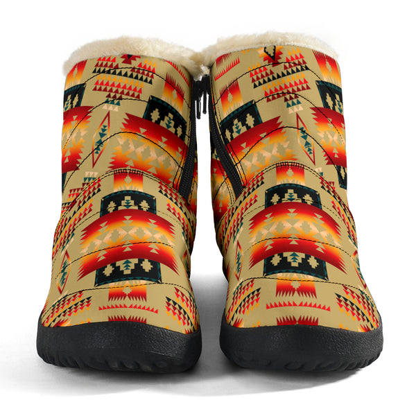 Light Brown Tribe Pattern Native American Cozy Winter Boots - Image 4