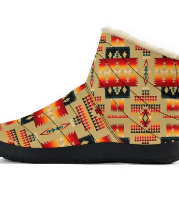 Light Brown Tribe Pattern Native American Cozy Winter Boots