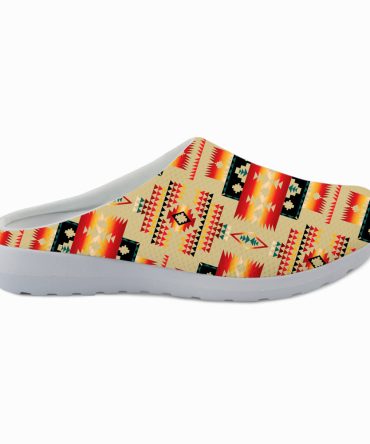Light Brown Tribe Pattern Native American Mesh Slippers