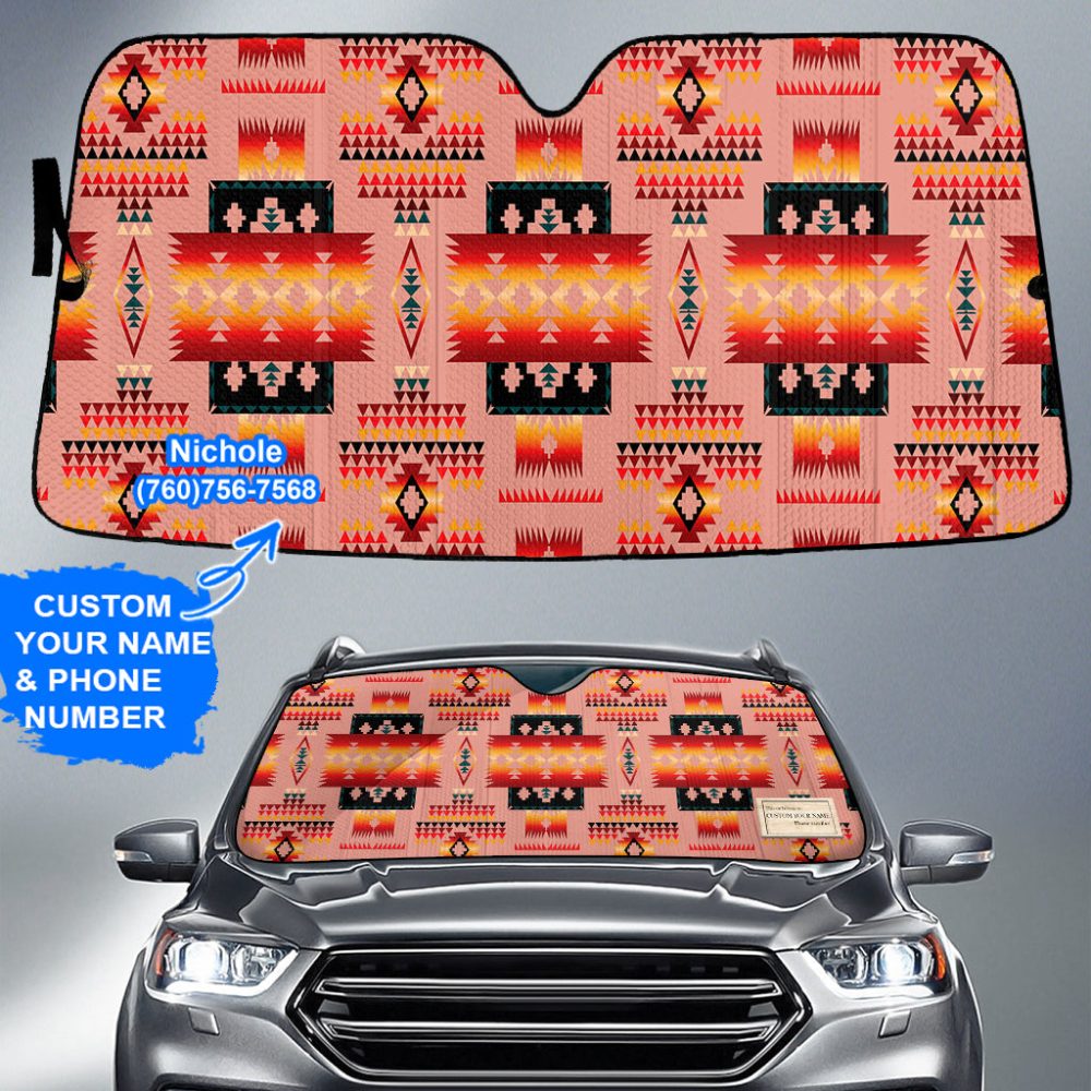 Pattern Native American Custom Name Auto Sun Shades