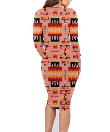 Tan Tribe Pattern Native American Body Dress