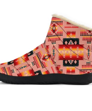 Tan Tribes Pattern Native American Cozy Winter Boots