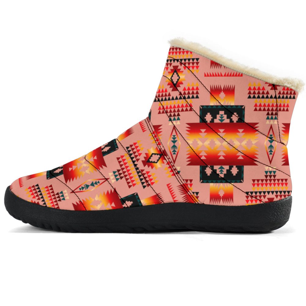 Tan Tribes Pattern Native American Cozy Winter Boots