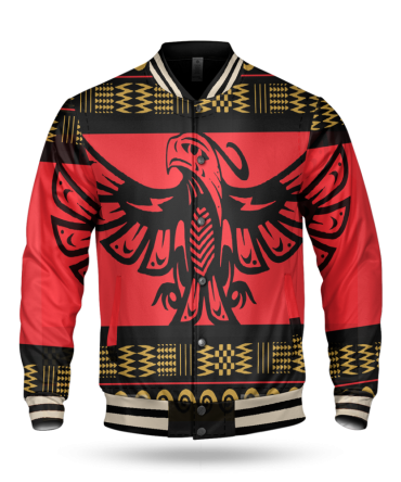 Red Phoenix Native American Baseball Jacket