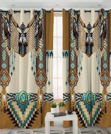 Brown Pattern Breastplate Native American Living Room Curtain