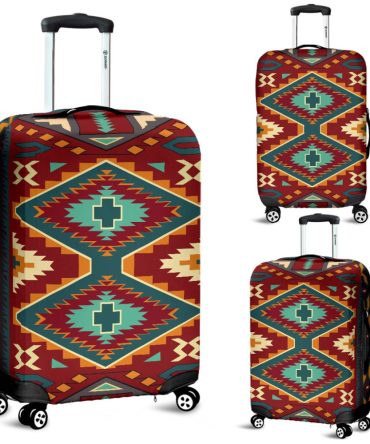 Native Red Yellow Pattern Native American Luggage Covers